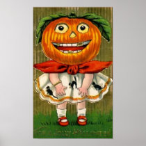 Vintages Halloween-Kürbis-Kopf-Mädchen