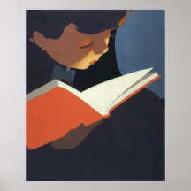 Vintages Kind, das ein Buch, zurück zu Schulzeit l Plakat