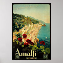 Vintages Reise-Plakat, Amalfi-Küstenlinie, Italien