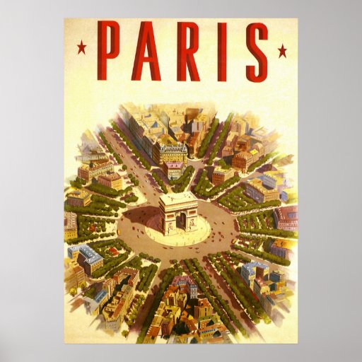 Vintages Reise-Plakat der Arc de Triomphe Paris Fr