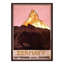 Vintages Reise-Plakat, Matterhorn, die Schweiz Individuelle Einladungskarte