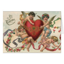 Vintages viktorianisches Valentine-Amor-Engels-Her Grußkarten