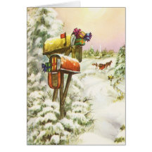 Vintages Weihnachten, Briefkasten-Winter-Landschaf Karte