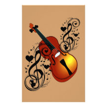 Violon, amant chez Heart_ Papier À Lettre Personnalisable