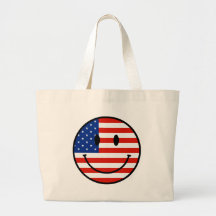 Visage patriotique de smiley des Etats-Unis Sacs