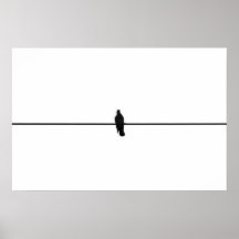 Vogel auf einem Drahtplakat