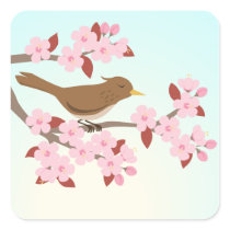 Vogel, der in einem Kirschblüten-Baumaufkleber-Set