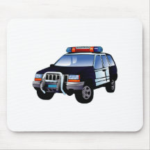 Voiture de police de bande dessinée tapis de souris