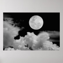 VOLLMOND BEWÖLKT SCHWARZWEISS PLAKATDRUCK