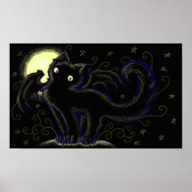 Vollmond-Katzen-Nacht Plakat