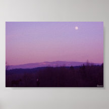 Vollmond über Schnee-Spitze Poster