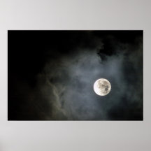 Vollmond und Wolken Plakatdruck