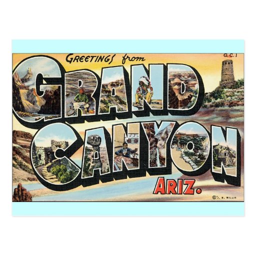 Voyage vintage de canyon grand cartes postales
