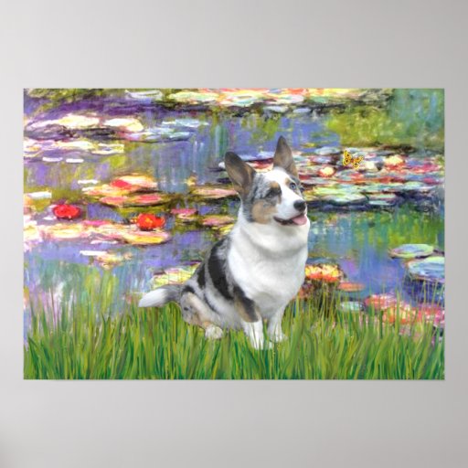 WaliserCorgi (blaues merle) - Lilien 2 Plakatdrucke