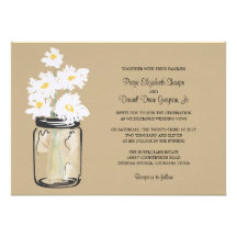 Weckglas und weiße Gänseblümchen, die Wedding sind Personalisierte Einladung