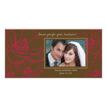 Wedding danken Ihnen Foto-Karte -, die das Rosa u. Personalisierte Foto Karte