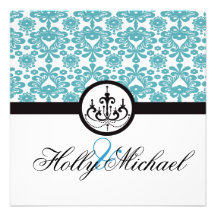 wedding Save the Date Blau, Schwarzes, extravagant Einladungskarten