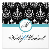 wedding Save the Date Blau, Schwarzes, extravagant Individuelle Ankündigung