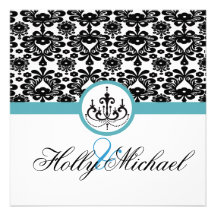 wedding Save the Date Blau, Schwarzes, extravagant Individuelle Ankündigung