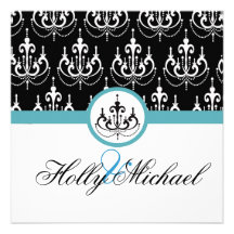 wedding Save the Date Blau, Schwarzes, extravagant Individuelle Ankündigung