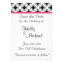 wedding Save the Date Rosa, Schwarzes, extravagant Individuelle Einladungskarte