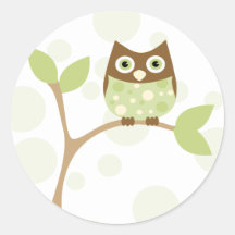 Weiche grüne Baby-Eule Runde Sticker