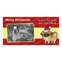 Weihnachten Pekingese (Welpe geschnitten) Individuelle Foto Karte