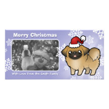 Weihnachten Pekingese (Welpe geschnitten) Photo Karten Vorlage