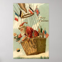 Weihnachten Sankt im Heißluft-Ballon