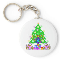 Weihnachten und Chanukah Feiertag Keychain