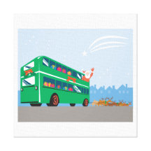 Weihnachtsmann-Doppeldecker-Bus Galerie Gefaltete Leinwand