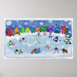 Weihnachtsschnee-Nachtkunst-Plakat-Druck