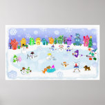 Weihnachtsschnee-Tageskunst-Plakat-Druck