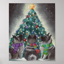 "Weihnachtszusammen" Norweger Elkhounds Amy Bolin Plakat