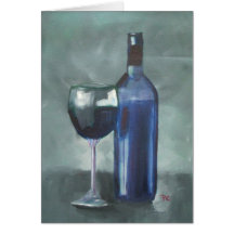 Wein-Flasche und Glas Grußkarten