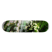 Weiße Rosen auf einem Pfosten-Zaun Bedruckte Skateboarddecks