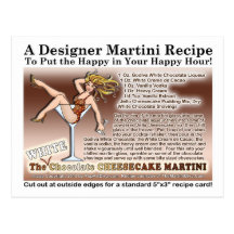 Weiße Schokoladen-Käsekuchen-Martini-Rezept-Karte Postkarten
