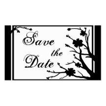 Weiße schwarze BlumenSave the Date Geschäftskarten Visitenkartenvorlage