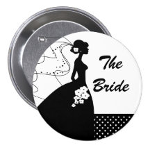 Weißer Silhouette-Braut-Brautparty-Knopf Anstecknadelbutton