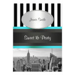 Weißes Strp aquamarines P Party NYC Skyline BW Sch einladungen