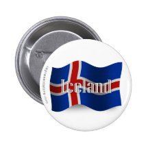 Wellenartig bewegende Flagge Islands Anstecknadelbuttons