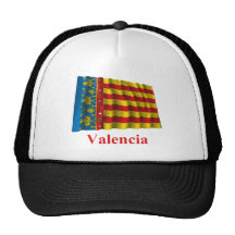 Wellenartig bewegende Flagge Valencias mit Namen Retrocap