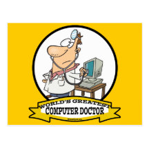 WELTBESTER COMPUTER-DOKTOR MEN CARTOON POSTKARTEN