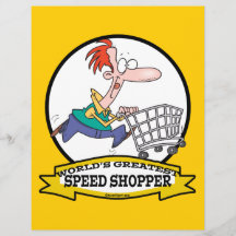 WELTBESTER GESCHWINDIGKEITS-KÄUFER-MANN-CARTOON FLYERDESIGN