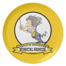 WELTBESTER MUSIKALISCHER GENIE-MANN-CARTOON FLACHE TELLER