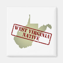 West- Virginiaeingeborener gestempelt auf Karte Magnete