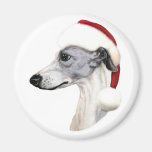 Whippet Weihnachtsblaue u. weiße Sankt Kühlschrankmagnete