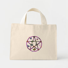 Wiccan Stern und Schmetterlinge Leinentaschen