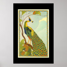 Wiener Kunst Nouveau Pfau Plakatdrucke
