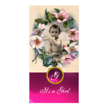 WILDE ROSEN UND ROSA EDELSTEIN-MONOGRAMM INDIVIDUELLE FOTO KARTE